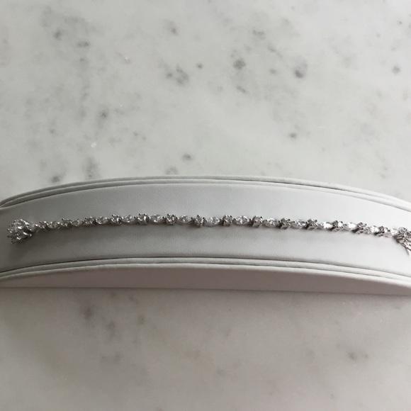 Sterling 7” Marquise & Round Cz Tennis Bracelet - Picture 11 of 16
